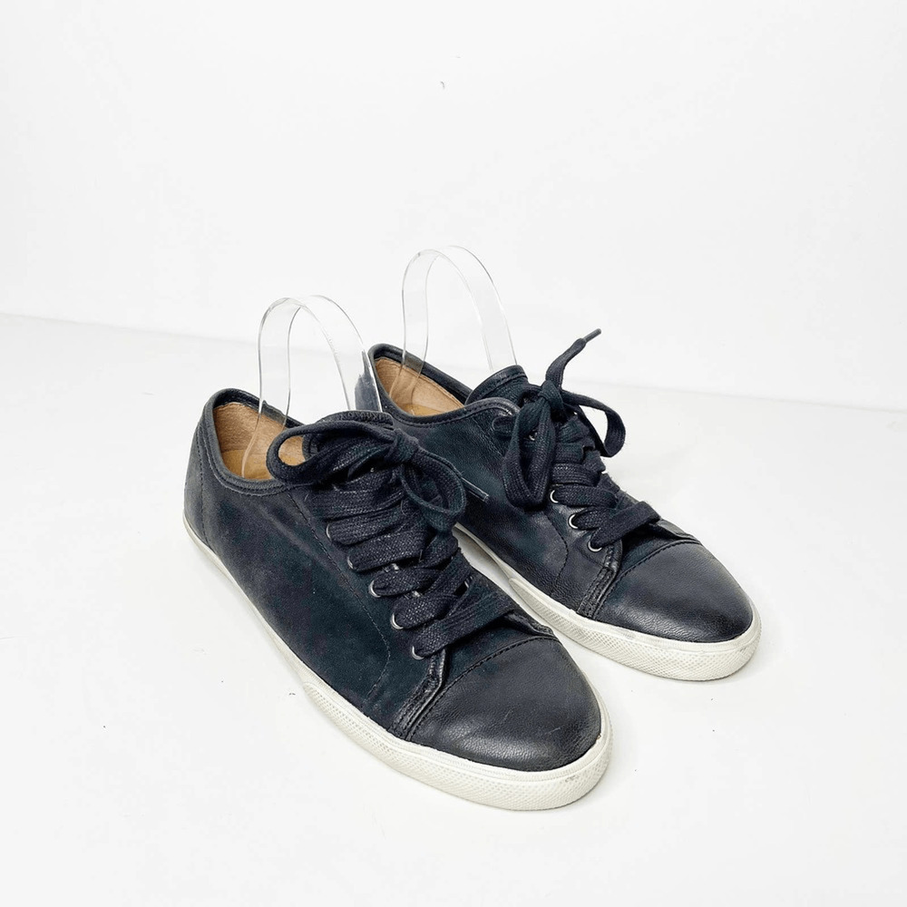 Frye Mindy Low Lace Sneaker black leather Low top Womens US 9